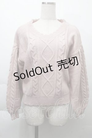 画像: axes femme / バックレース装飾ニット  ピンク S-25-12-06-010-AX-TO-HR-ZS