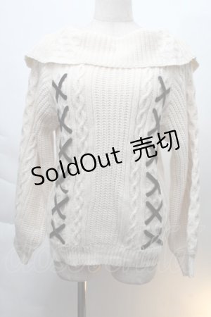 画像: axes femme / 編み上げオフタートルニット  オフ S-25-12-06-013-AX-TO-HR-ZS