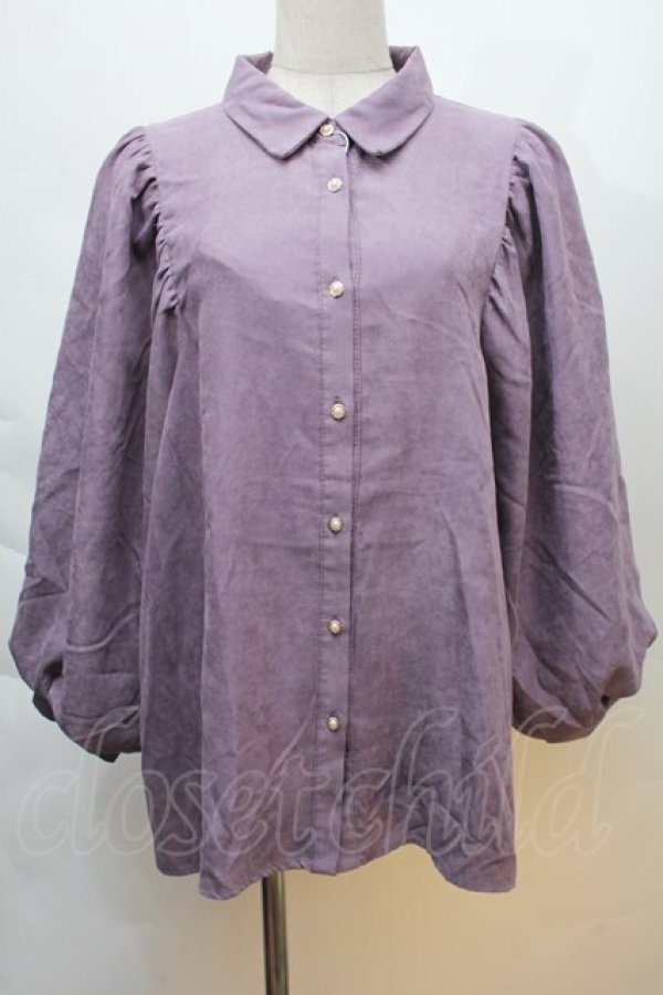 画像1: axes femme / ボリューム袖コーデュロイブラウス  パープル S-25-12-06-015-AX-BL-HR-ZS (1)