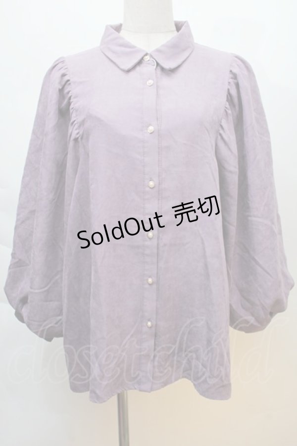 画像1: axes femme / ボリューム袖コーデュロイブラウス  パープル S-25-12-06-015-AX-BL-HR-ZS (1)