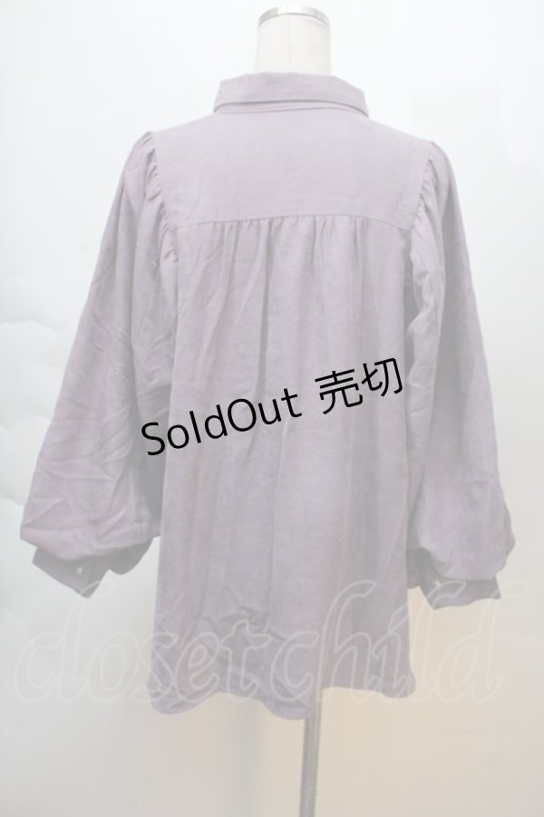 画像2: axes femme / ボリューム袖コーデュロイブラウス  パープル S-25-12-06-015-AX-BL-HR-ZS (2)