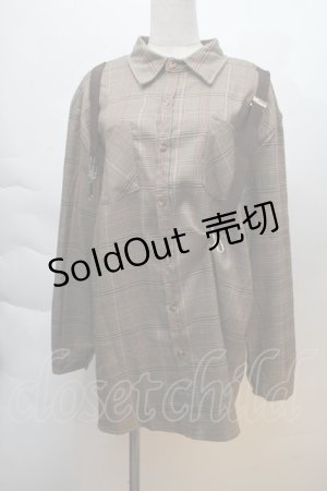 画像: GOTHPUNKその他 / サス付きチェックシャツ  ブラウン S-25-12-06-017-GO-BL-HR-ZS
