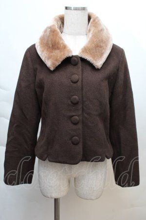 画像: an another angelus / ファー襟付きショートコート  ブラウン S-25-12-06-023-CA-CO-AS-ZS