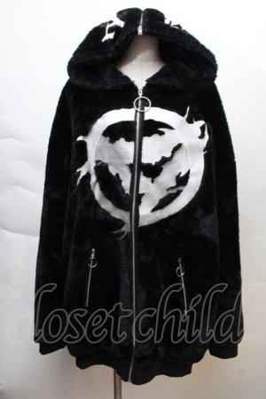 画像: Amilige / 刺繍入りファーZIPコート  黒ｘ白 S-25-12-06-024-PU-CO-AS-ZS