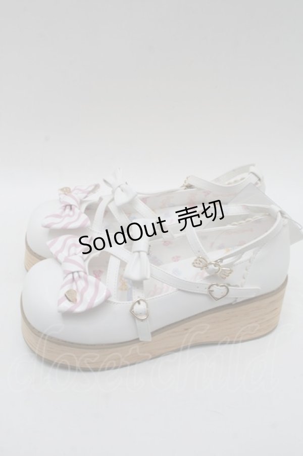 画像2: Sheep Puff（海外ロリータブランド） / リボン木底風シューズ 40 白 S-25-12-06-003-EL-SH-HR-ZS (2)