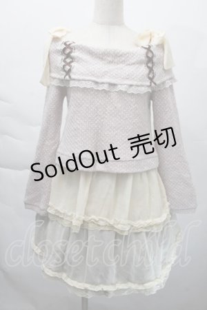 画像: axes femme / シフォン切替ニットワンピース  ピンクｘオフ S-25-12-06-031-AX-OP-HR-ZS