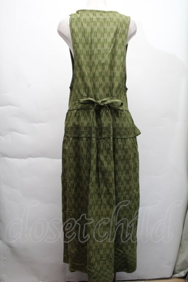 画像2: KANEKO ISAO / 矢絣和柄ノースリーブワンピース  グリーン S-25-12-06-034-EL-SK-HR-ZT326 (2)