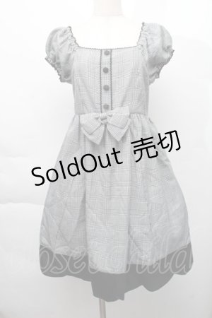 画像: metamorphose / スカラップグレンチェックワンピース  グレー S-25-12-06-035-ME-OP-HR-ZS