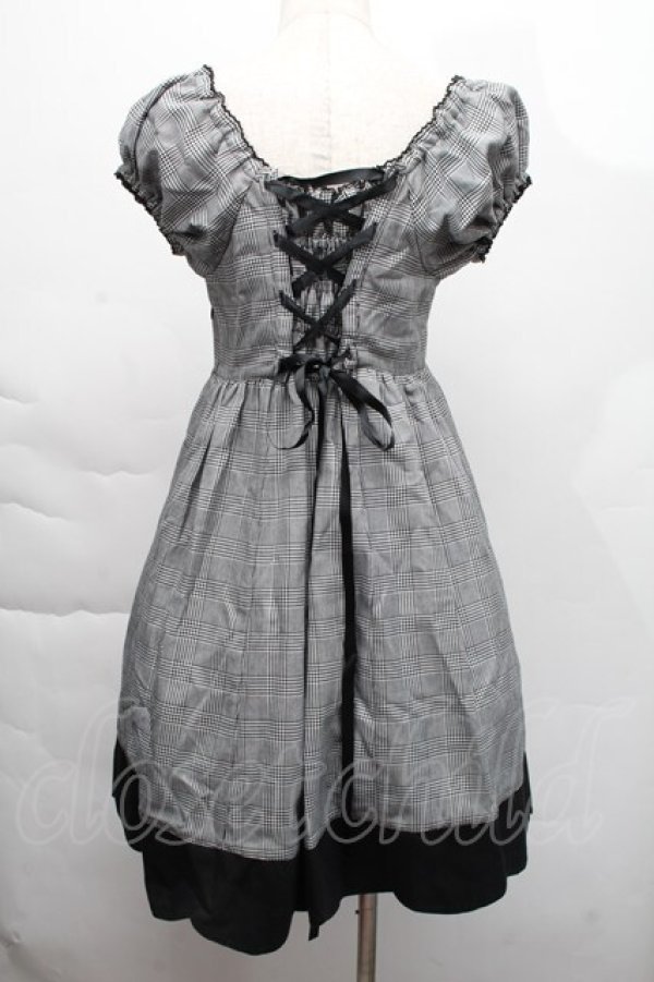 画像2: metamorphose / スカラップグレンチェックワンピース  グレー S-25-12-06-035-ME-OP-HR-ZS (2)