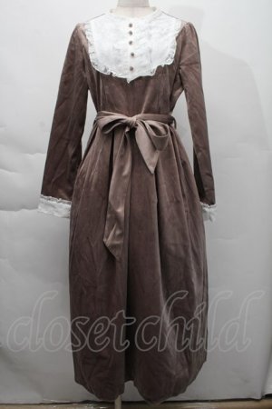 画像: axes femme / ヨーク切替ベロアワンピース  グレージュ S-25-12-06-037-AX-OP-HR-ZS