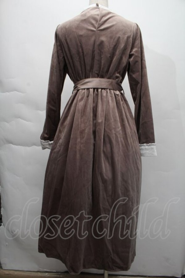 画像2: axes femme / ヨーク切替ベロアワンピース  グレージュ S-25-12-06-037-AX-OP-HR-ZS (2)