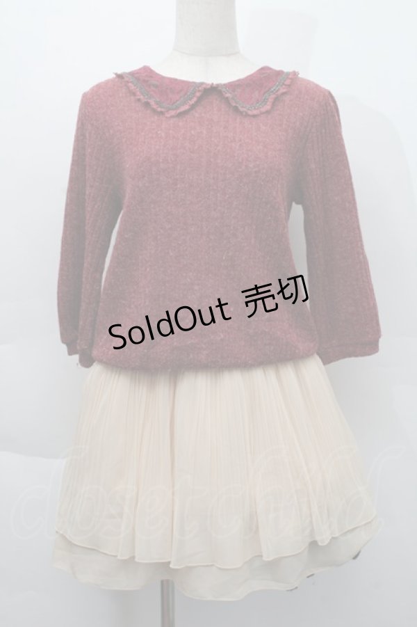 画像1: axes femme / シフォン切替ニットワンピース  エンジｘオフ S-25-12-06-038-AX-OP-HR-ZS (1)