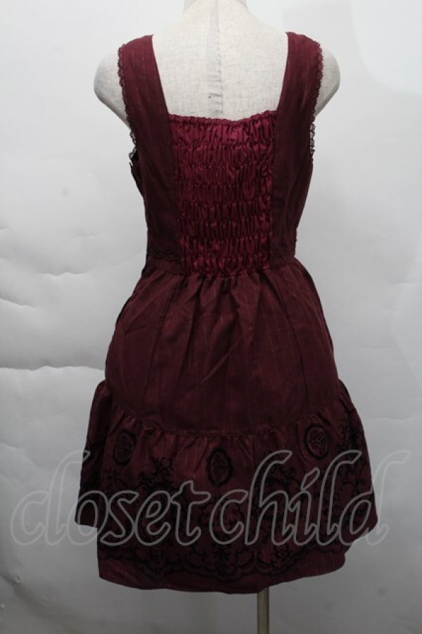 画像2: axes femme / 先染めパネルフロッキーワンピース  ワイン S-25-12-06-039-AX-OP-AS-ZS (2)