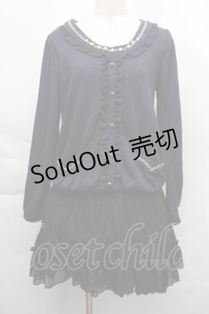 画像: axes femme / カーディガン重ね着風ワンピース  紺ｘ黒 S-25-12-06-040-AX-BL-HR-ZS