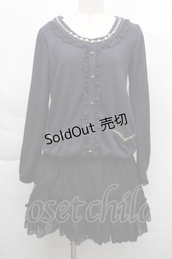 画像1: axes femme / カーディガン重ね着風ワンピース  紺ｘ黒 S-25-12-06-040-AX-BL-HR-ZS (1)