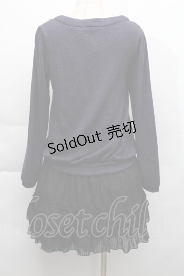 画像2: axes femme / カーディガン重ね着風ワンピース  紺ｘ黒 S-25-12-06-040-AX-BL-HR-ZS (2)