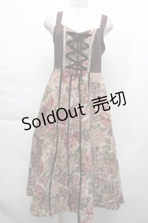 画像: axes femme / ゴブラン柄ワンピース  ピンクベージュ S-25-12-06-041-AX-OP-HR-ZS