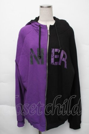 画像: NieR Clothing / バイカラーパーカー  黒ｘ紫 S-25-12-07-041-PU-TO-HR-ZS