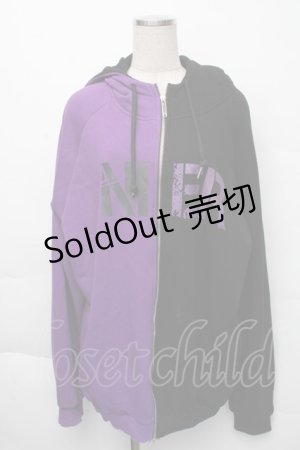 画像: NieR Clothing / バイカラーパーカー  黒ｘ紫 S-25-12-07-041-PU-TO-HR-ZS