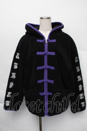 画像: Candy Stripper / チャイナボタンボアジャケット  黒 S-25-12-07-042-PU-JA-AS-ZS