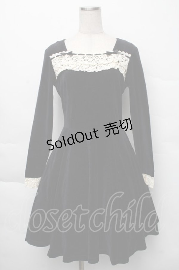 画像1: Emily Temple cute / ベロアワンピース  紺 S-25-12-07-043-ET-OP-AS-ZS (1)