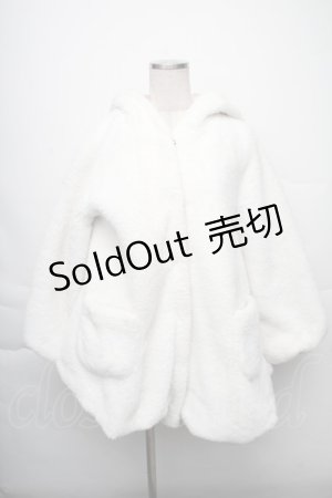 画像: To Alice / ドットリボンもこもこうさ耳コート  白 S-25-12-07-046-LO-CO-HR-ZS