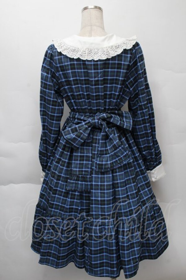 画像2: axes femme Kawaii / タータンチェックチェックワンピース  ブルー S-25-12-07-059-AX-OP-AS-ZS (2)