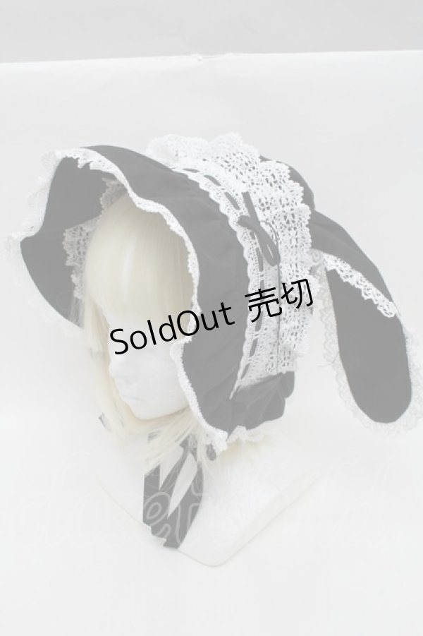 画像1: BABY,THE STARS SHINE BRIGHT / うさみみボンネット (2025)  黒ｘ白 S-25-12-07-011-BA-AC-HR-ZS (1)