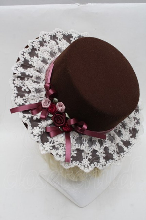 画像2: axes femme POETIQUE / フェルトリボン付ハット  エンジ S-25-12-07-013-AX-SK-HR-ZS (2)