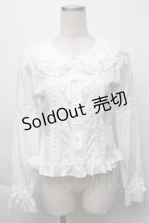 画像: BABY,THE STARS SHINE BRIGHT / 小さな子猫の魔女さんブラウス  白×ピンク S-25-12-07-022-BA-BL-HR-ZS