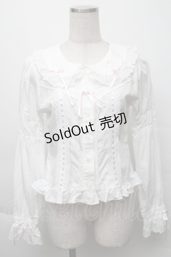 画像1: BABY,THE STARS SHINE BRIGHT / 小さな子猫の魔女さんブラウス  白×ピンク S-25-12-07-022-BA-BL-HR-ZS (1)