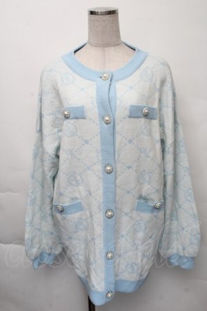 画像: Honey Cinnamon / モノグラムビッグカーディガン  サックス S-25-12-07-030-LO-TO-HR-ZS