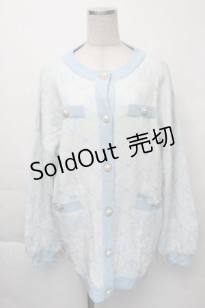 画像: Honey Cinnamon / モノグラムビッグカーディガン  サックス S-25-12-07-030-LO-TO-HR-ZS