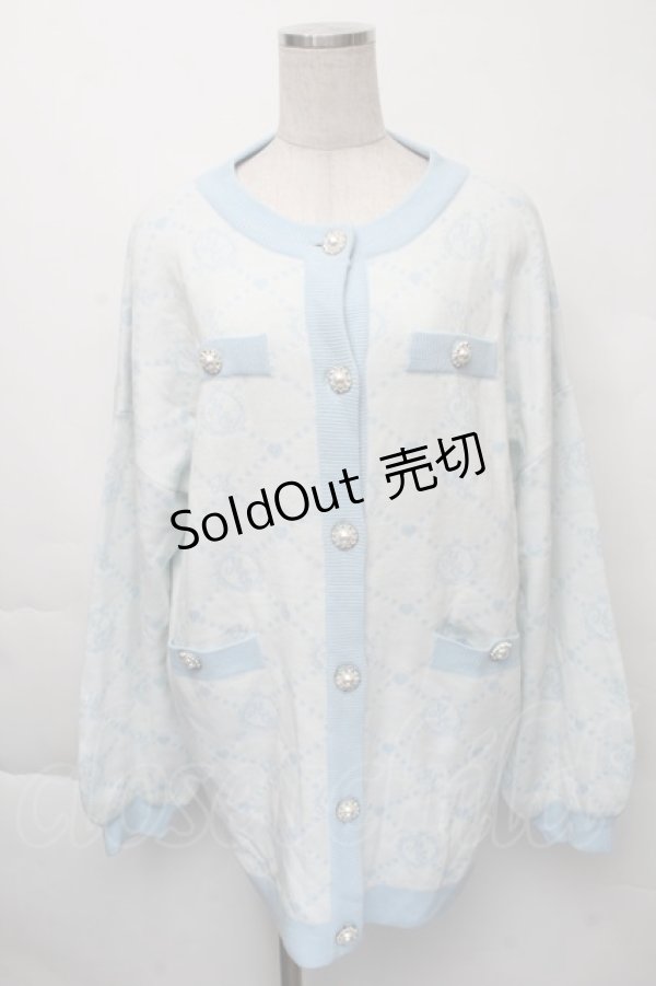 画像1: Honey Cinnamon / モノグラムビッグカーディガン  サックス S-25-12-07-030-LO-TO-HR-ZS (1)