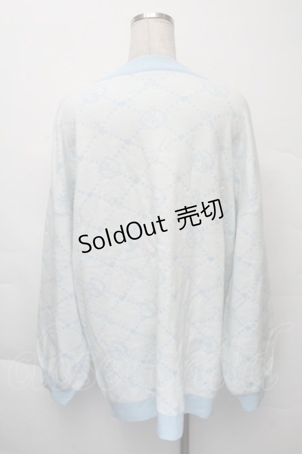 画像2: Honey Cinnamon / モノグラムビッグカーディガン  サックス S-25-12-07-030-LO-TO-HR-ZS (2)