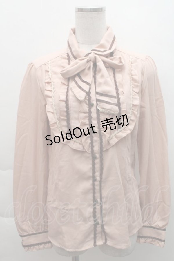 画像1: axes femme / フロントフリル長袖ブラウス M アワピンク S-25-12-08-005-AX-BL-HR-ZS (1)