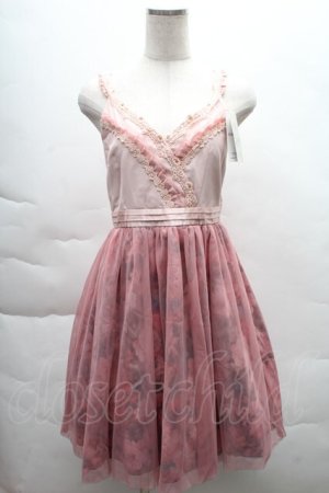 画像: axes femme / チュール重ね花柄ドレス M アワピンク S-25-12-08-041-AX-OP-HR-ZS