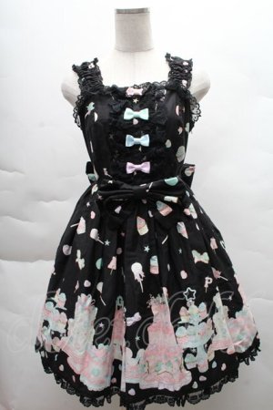 画像: Angelic Pretty / Decoration Dream後ろフリルジャンパースカート  黒 S-25-12-08-047-AP-OP-AS-ZS