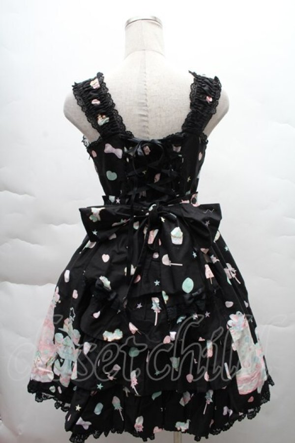 画像2: Angelic Pretty / Decoration Dream後ろフリルジャンパースカート  黒 S-25-12-08-047-AP-OP-AS-ZS (2)