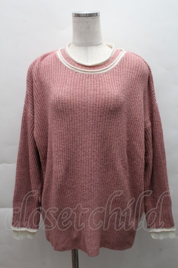 画像1: axes femme / バイカラーボトルネックニット  ピンク S-25-12-08-006-AX-TO-HR-ZS (1)