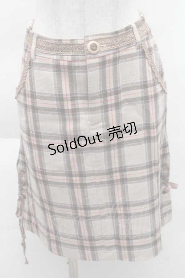 画像1: axes femme / チェックタイトスカート M ベージュ S-25-12-08-054-AX-SK-HR-ZS (1)