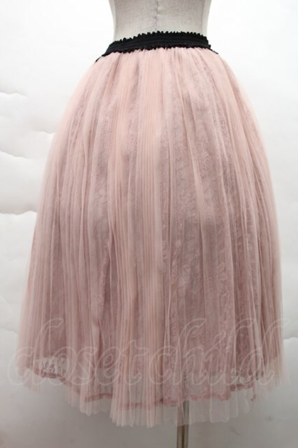 画像2: axes femme / チュールプリーツスカート M ピンク S-25-12-08-057-AX-SK-HR-ZS (2)