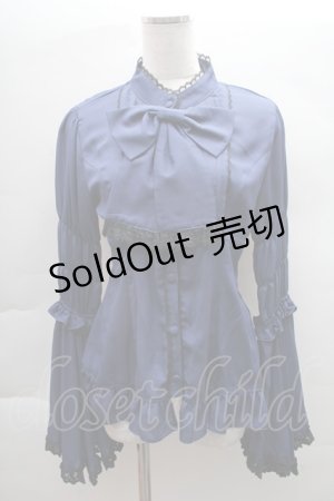 画像: ATELIER PIERROT / シフォン姫袖ブラウス  紺 S-25-12-08-012-EL-BL-AS-ZS