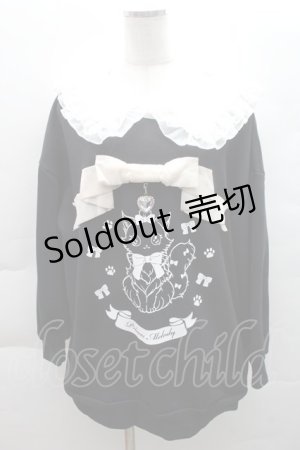 画像: Princess Melody / CATプリントセーラー襟トレーナー  黒Ｘ白 S-25-12-08-017-EL-TO-AS-ZS