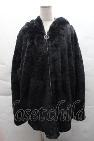 画像: NieR Clothing / ファーBIGパーカー  黒ｘ赤 S-25-12-08-023-PU-CO-AS-ZS