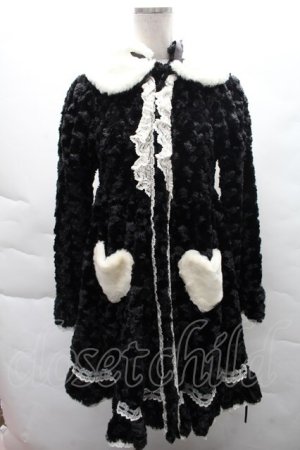 画像: BABY,THE STARS SHINE BRIGHT / プードルファーのうさみみコート  黒ｘ白 S-25-12-08-024-BA-CO-HR-ZS