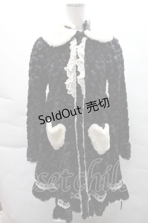 画像1: BABY,THE STARS SHINE BRIGHT / プードルファーのうさみみコート  黒ｘ白 S-25-12-08-024-BA-CO-HR-ZS (1)