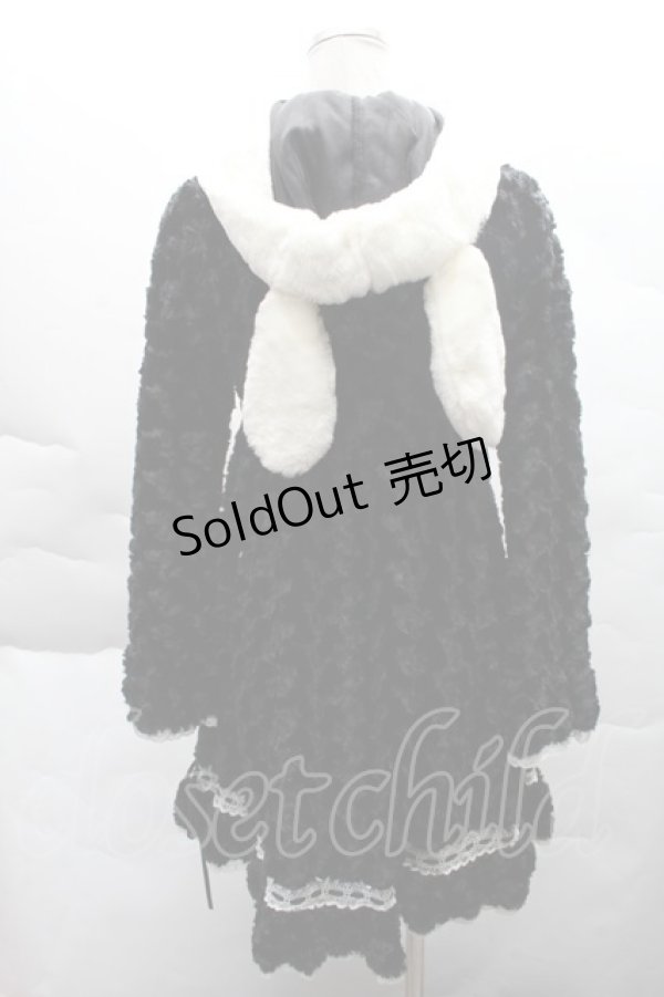 画像2: BABY,THE STARS SHINE BRIGHT / プードルファーのうさみみコート  黒ｘ白 S-25-12-08-024-BA-CO-HR-ZS (2)