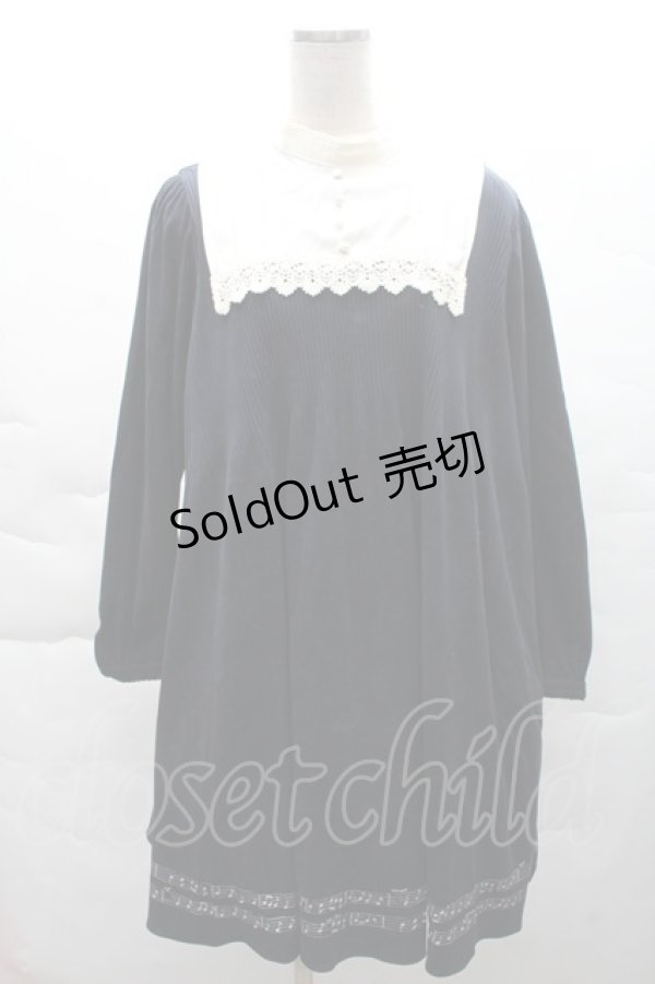 画像1: Fi.n.t / 楽譜ワンピース  紺 S-25-12-08-027-CA-OP-AS-ZT1219S (1)