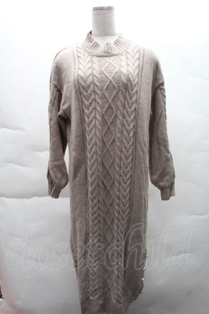 画像: axes femme / 裾ボタンニットワンピース  ベージュ S-25-12-08-030-AX-OP-AS-ZS